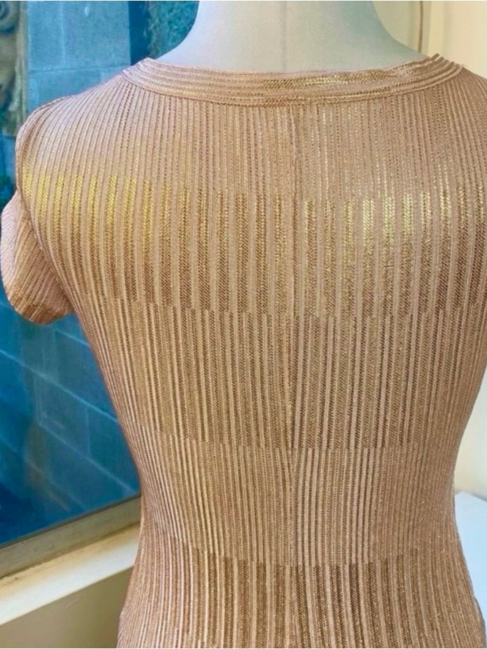 NEW Anthropologie The Andie Shine Ribbed Henley Top, Size XS - Picture 7 of 9